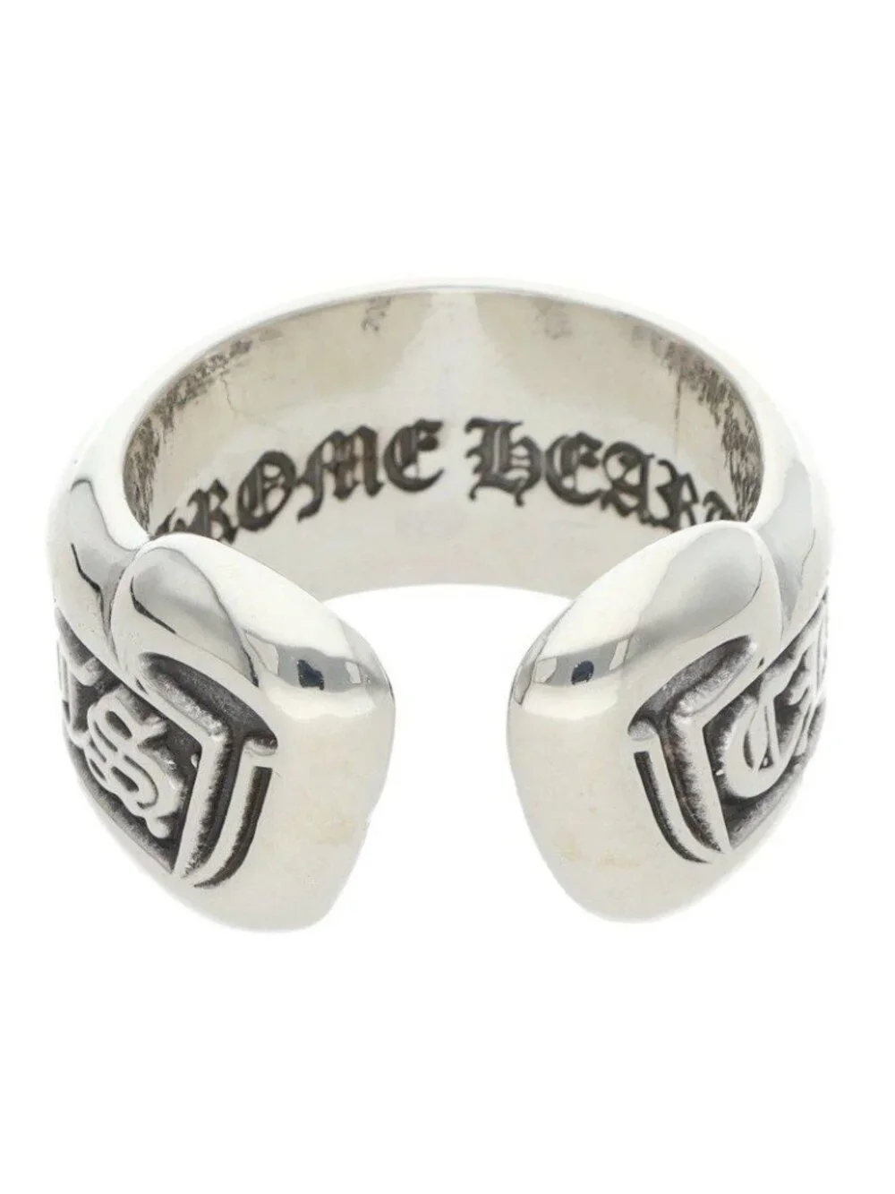 Chrome Hearts SM Scroll Label Small Silver Ring